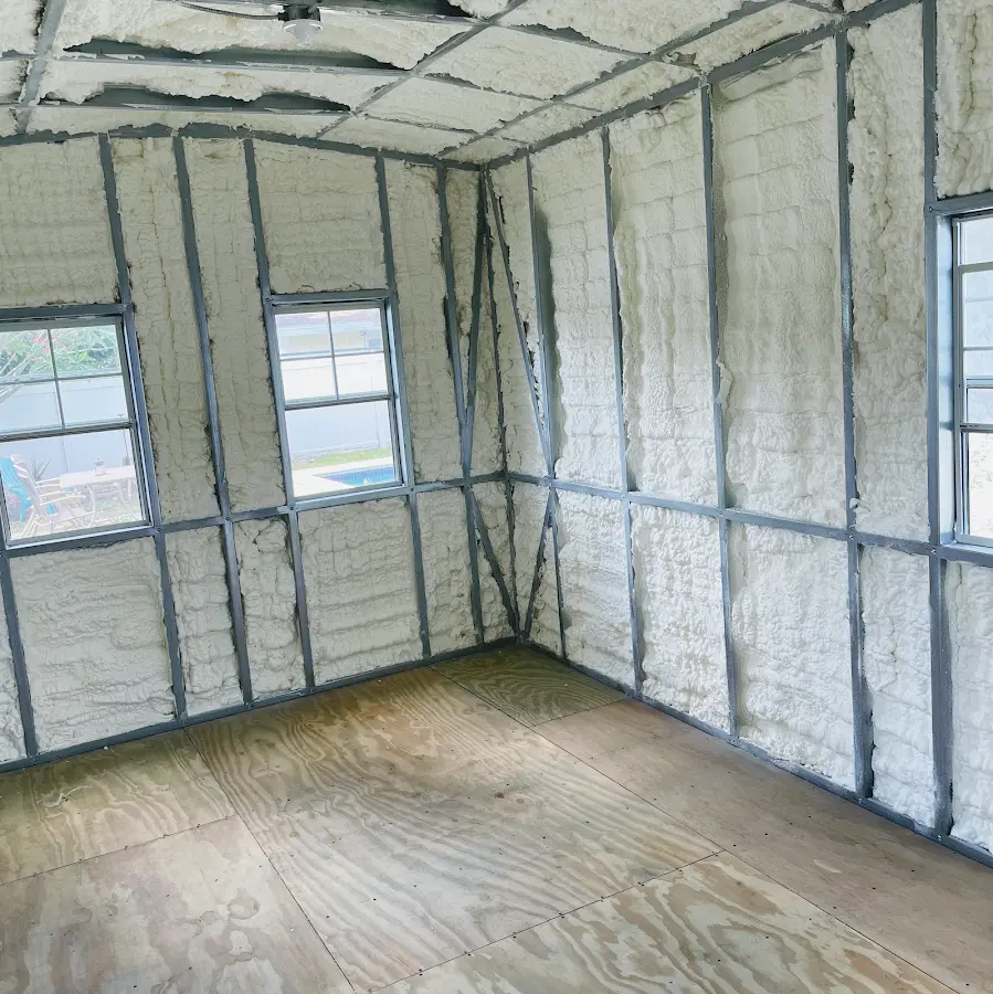 Closed-cell spray foam insulation applied to wall cavities in a residential project in Upper Deerfield